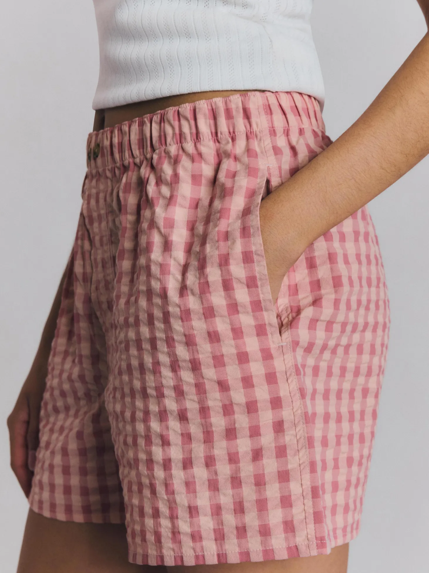 Dusty Pink & Rose Gingham Cotton Boxer Shorts
