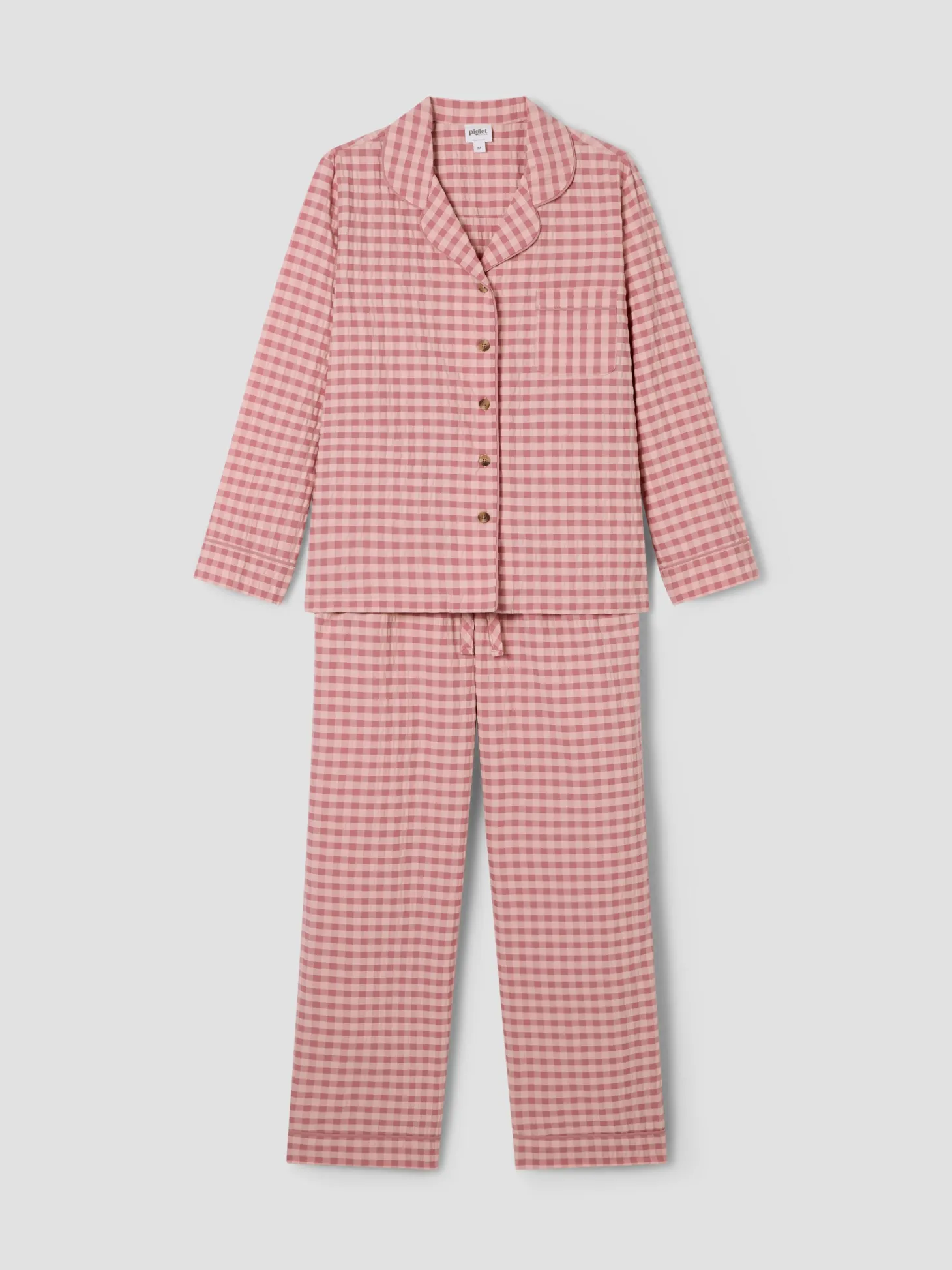 Dusty Pink & Rose Gingham Cotton Pants Set