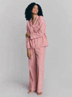 Dusty Pink & Rose Gingham Cotton Pants Set