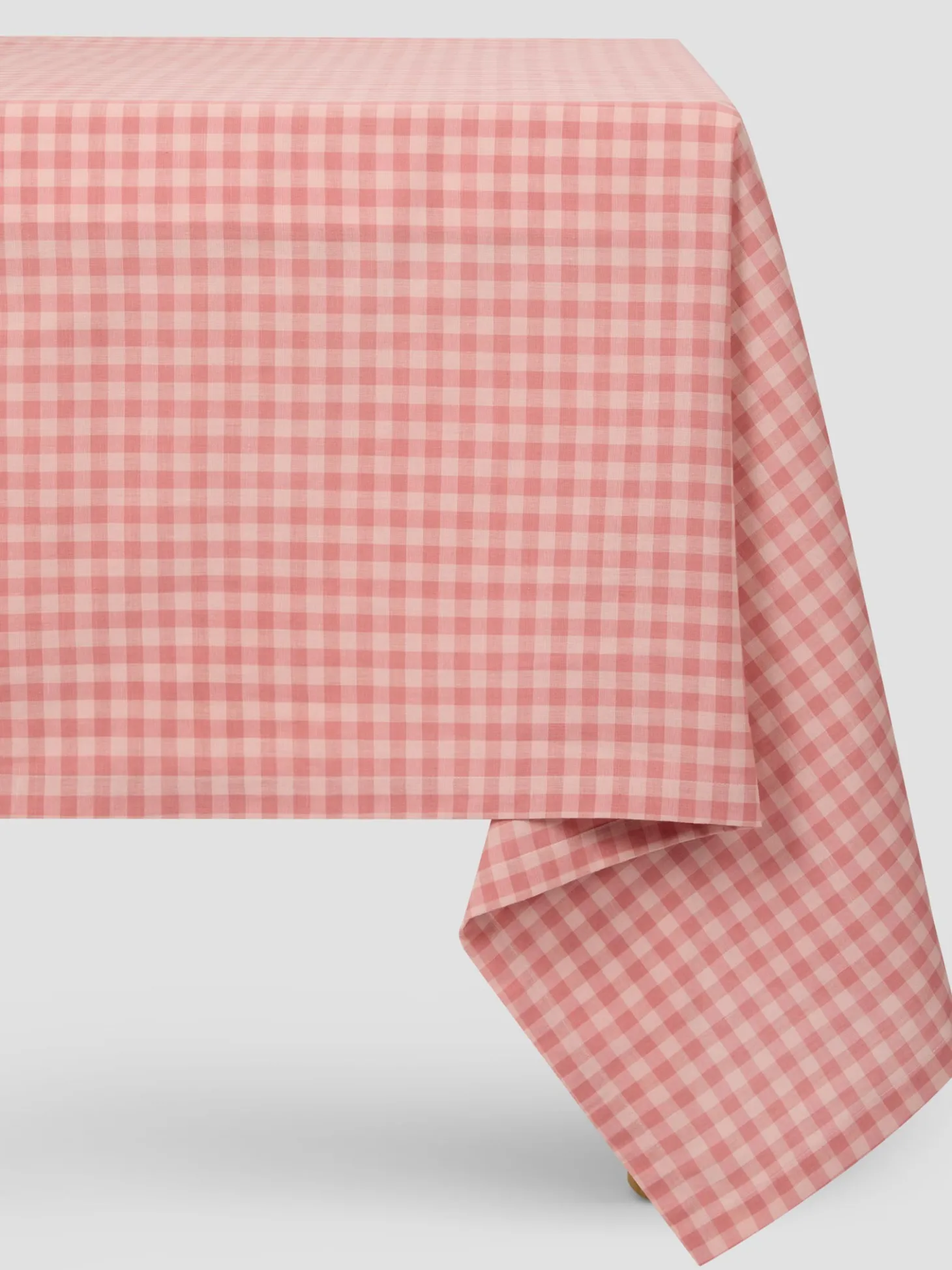Dusty Pink & Rose Gingham Linen Blend Tablecloth