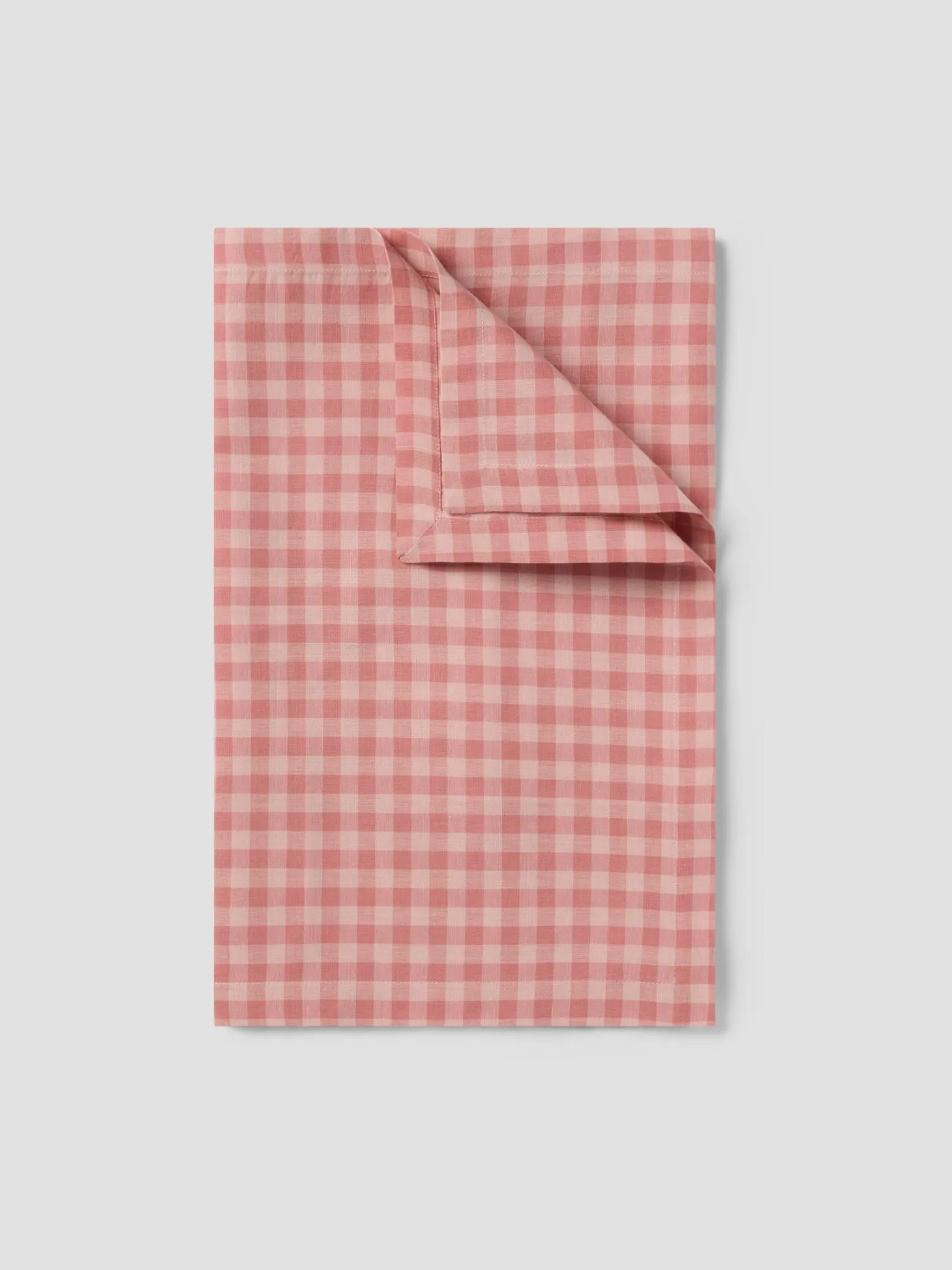 Dusty Pink & Rose Gingham Linen Blend Table Runner