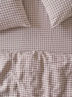 Elderberry Gingham Linen Blend Fitted Sheet