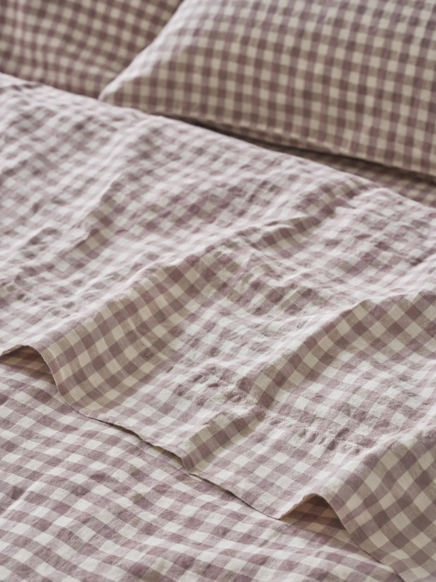 Elderberry Gingham Linen Blend Flat Sheet