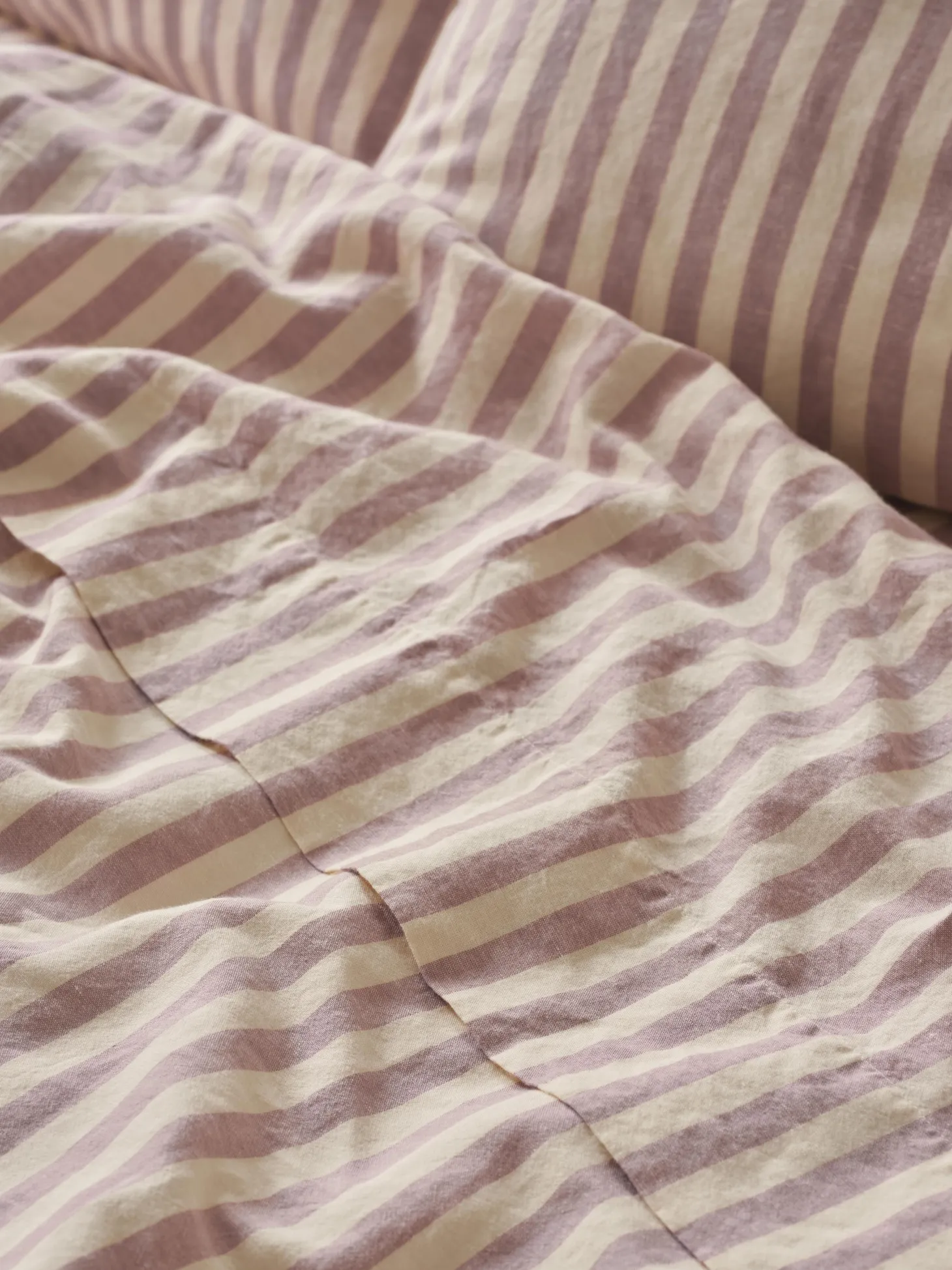 Elderberry Pembroke Stripe Linen Blend Flat Sheet