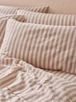 Elderberry Pembroke Stripe Linen Blend Pillowcase (Pair)