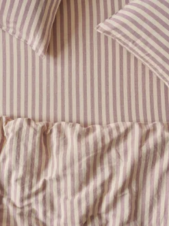 Elderberry Pembroke Stripe Linen Blend Fitted Sheet