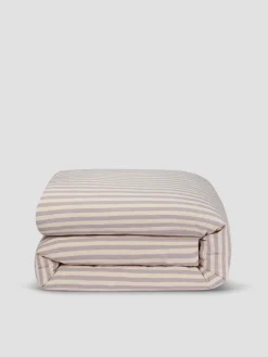 Elderberry Pembroke Stripe Linen Blend Duvet Cover