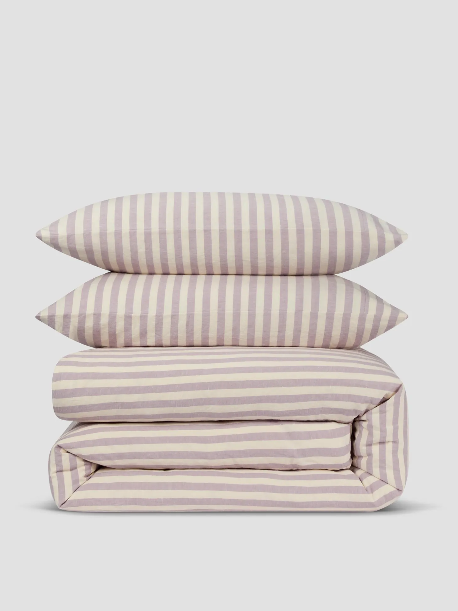 Elderberry Pembroke Stripe Linen Blend Duvet Set