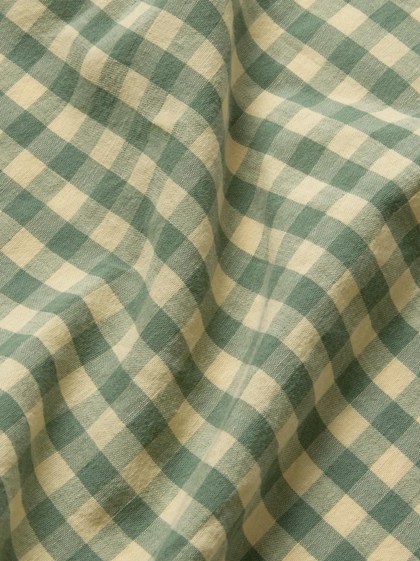 Elm Green & Butter Yellow Color Drenched Gingham Linen Blend Duvet Cover