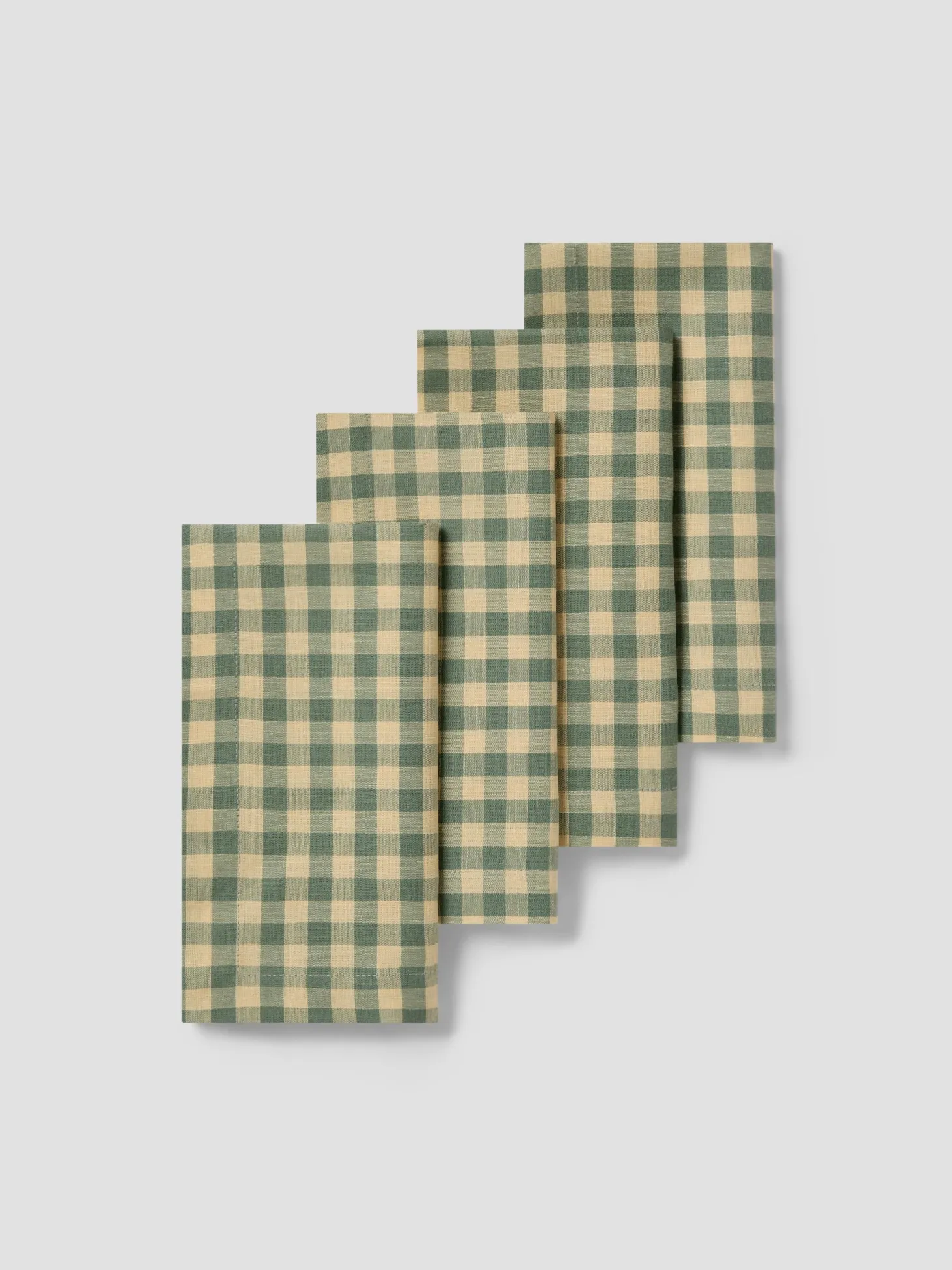 Elm Green & Butter Yellow Gingham Linen Blend Napkins Set of 4