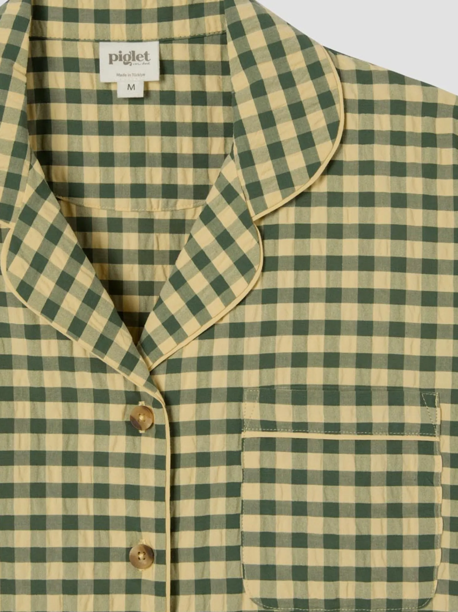 Elm Green & Butter Yellow Gingham Cotton Shorts Set