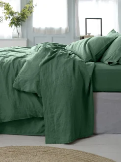 Elm Green Linen Blend Flat Sheet