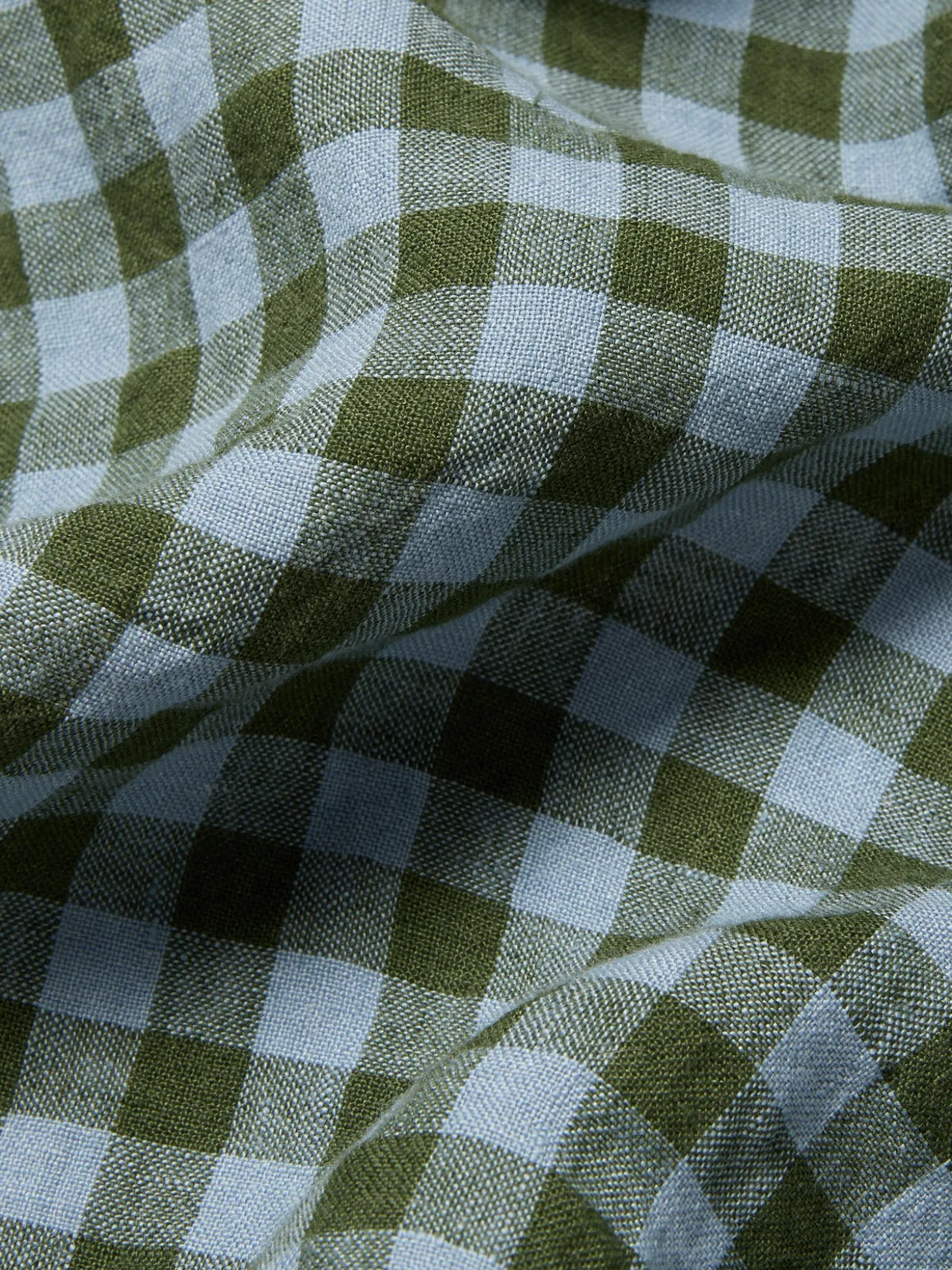 Fern Green & Dusk Blue Color Drenched Gingham 100% Linen Pillowcases (Pair)