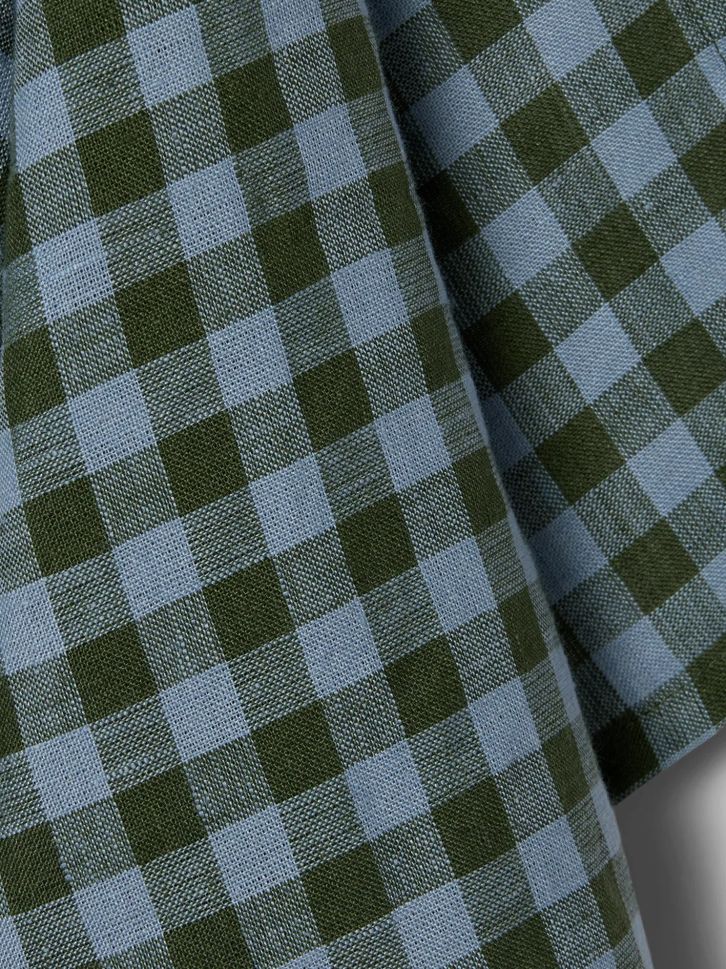Fern Green & Dusk Blue Colour Drenched Gingham Linen Blend Tea Towel