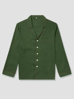 Fern Green Linen Tencel Men's Pajama Shirt