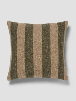 Fern Green & Oatmeal Wide Stripe Wool Square Cushion Cover