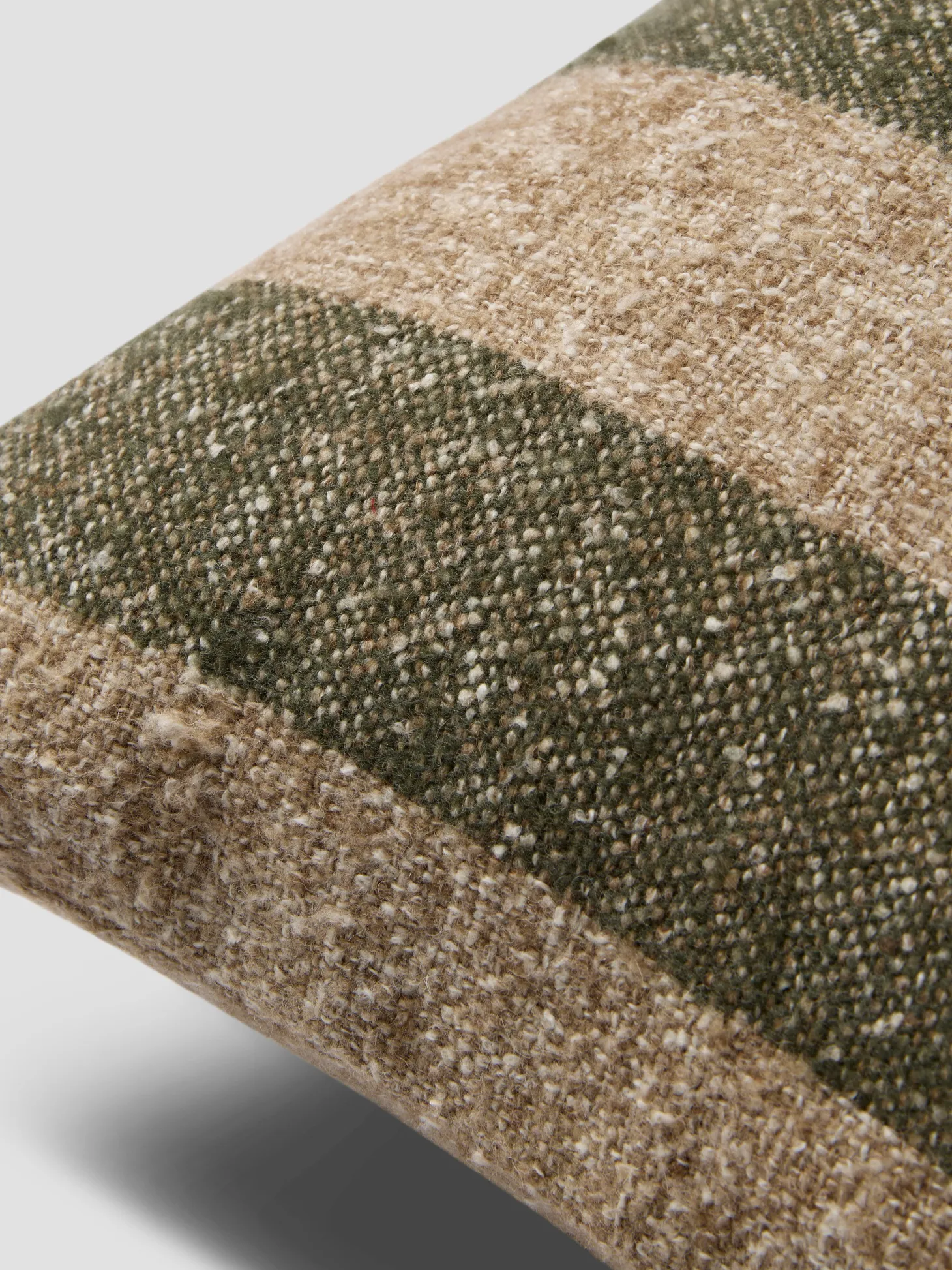 Fern Green & Oatmeal Wide Stripe Wool Square Cushion Cover
