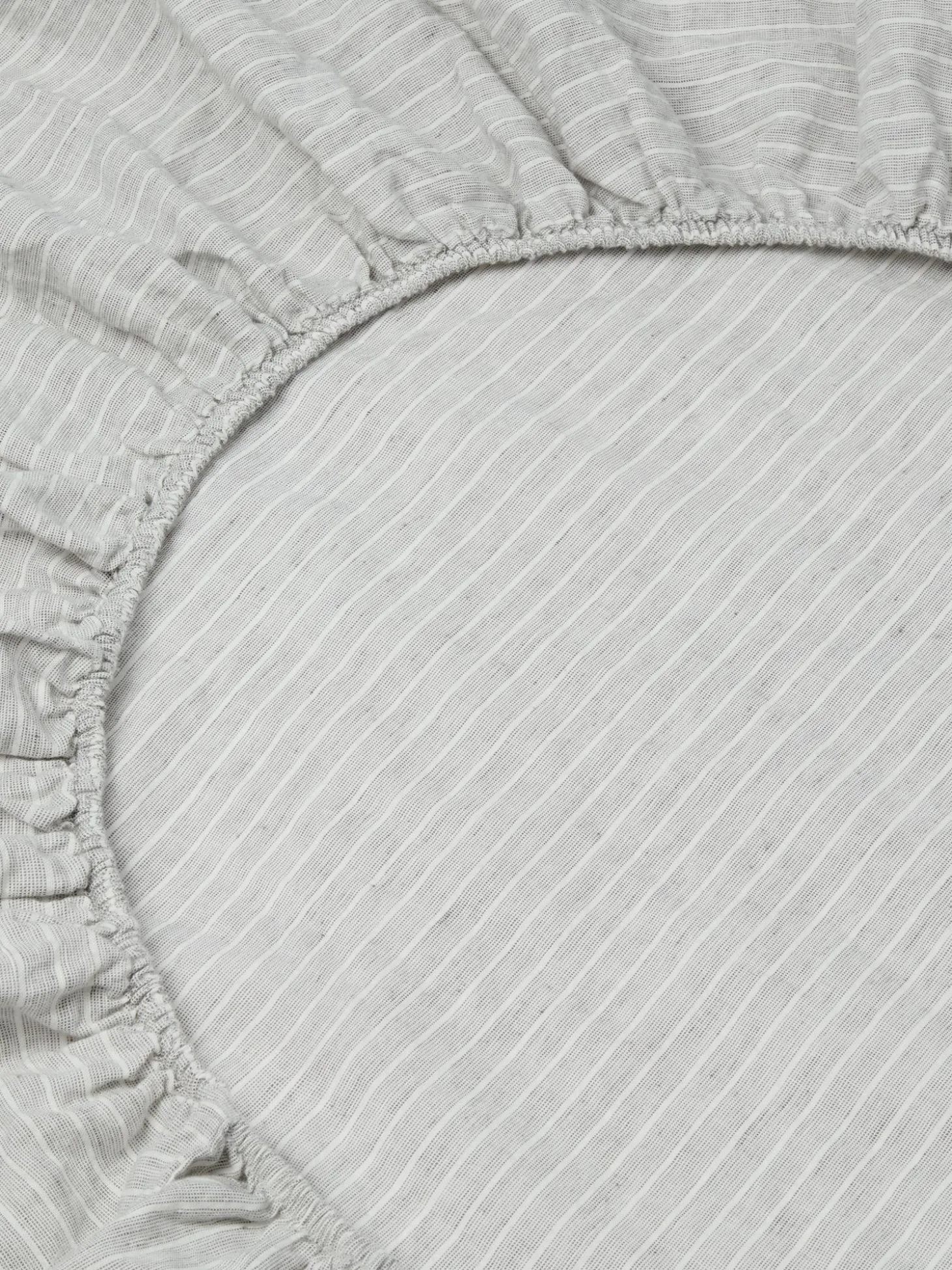 Gray Mini Stripe Linen Blend Fitted Sheet