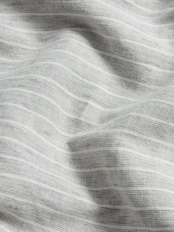 Gray Mini Stripe Linen Blend Fitted Sheet