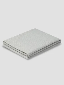 Gray Mini Stripe Linen Blend Flat Sheet