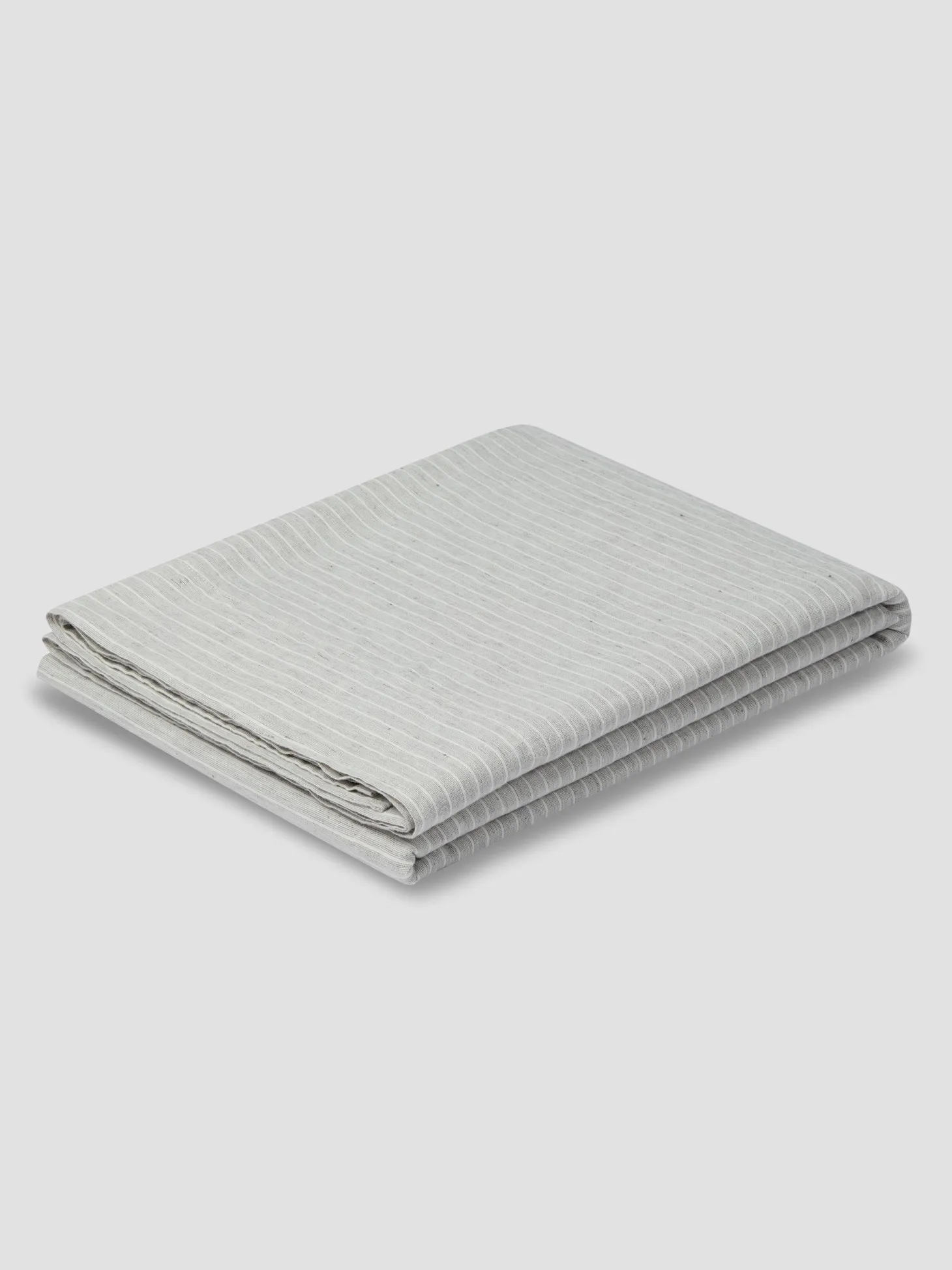 Gray Mini Stripe Linen Blend Flat Sheet
