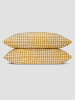 Honey Gingham Linen Blend Pillowcase (Pair)