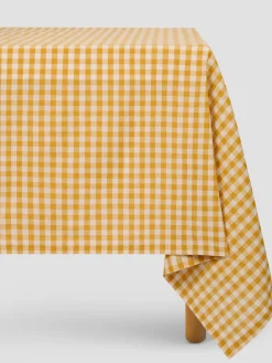 Honey Gingham Linen Blend Tablecloth