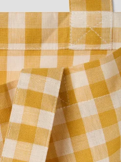Honey Gingham Linen Blend Tote Bag