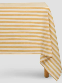 Honey Pembroke Stripe Linen Blend Tablecloth