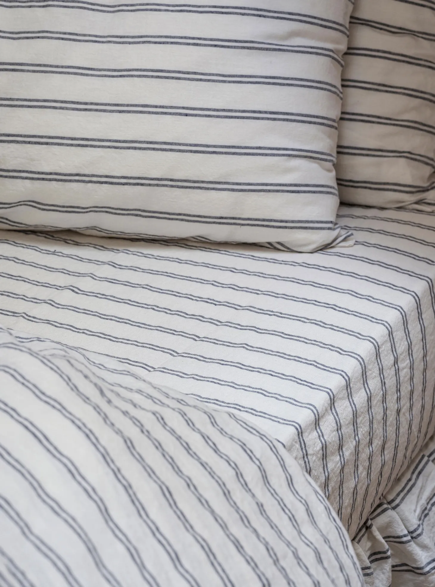 Ivory Kemptown Stripe Linen Blend Fitted Sheet