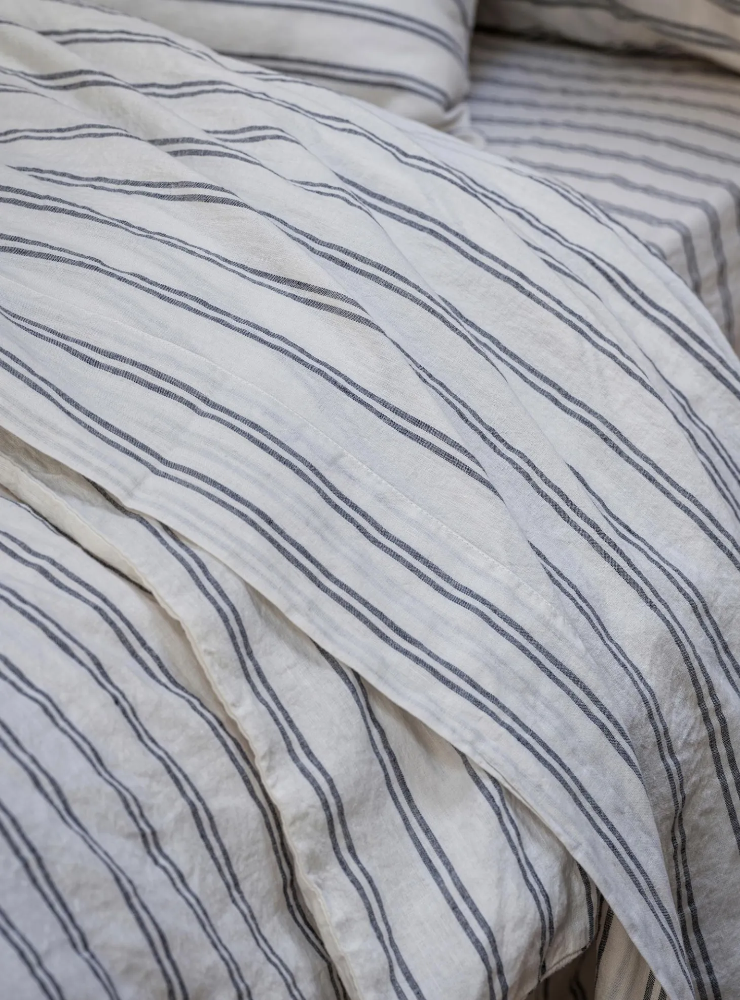 Ivory Kemptown Stripe Linen Blend Flat Sheet