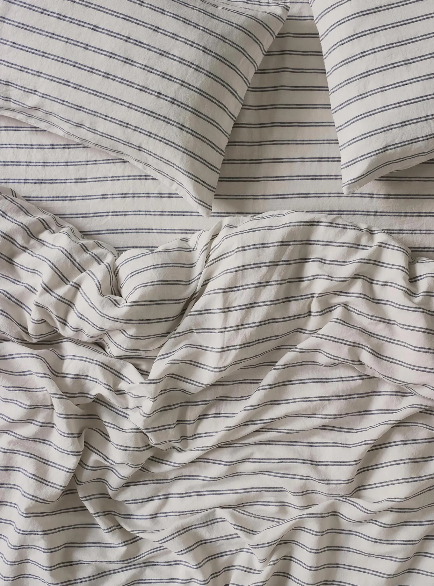 Ivory Kemptown Stripe 100% Linen Duvet Cover
