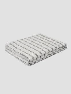 Ivory Kemptown Stripe 100% Linen Flat Sheet
