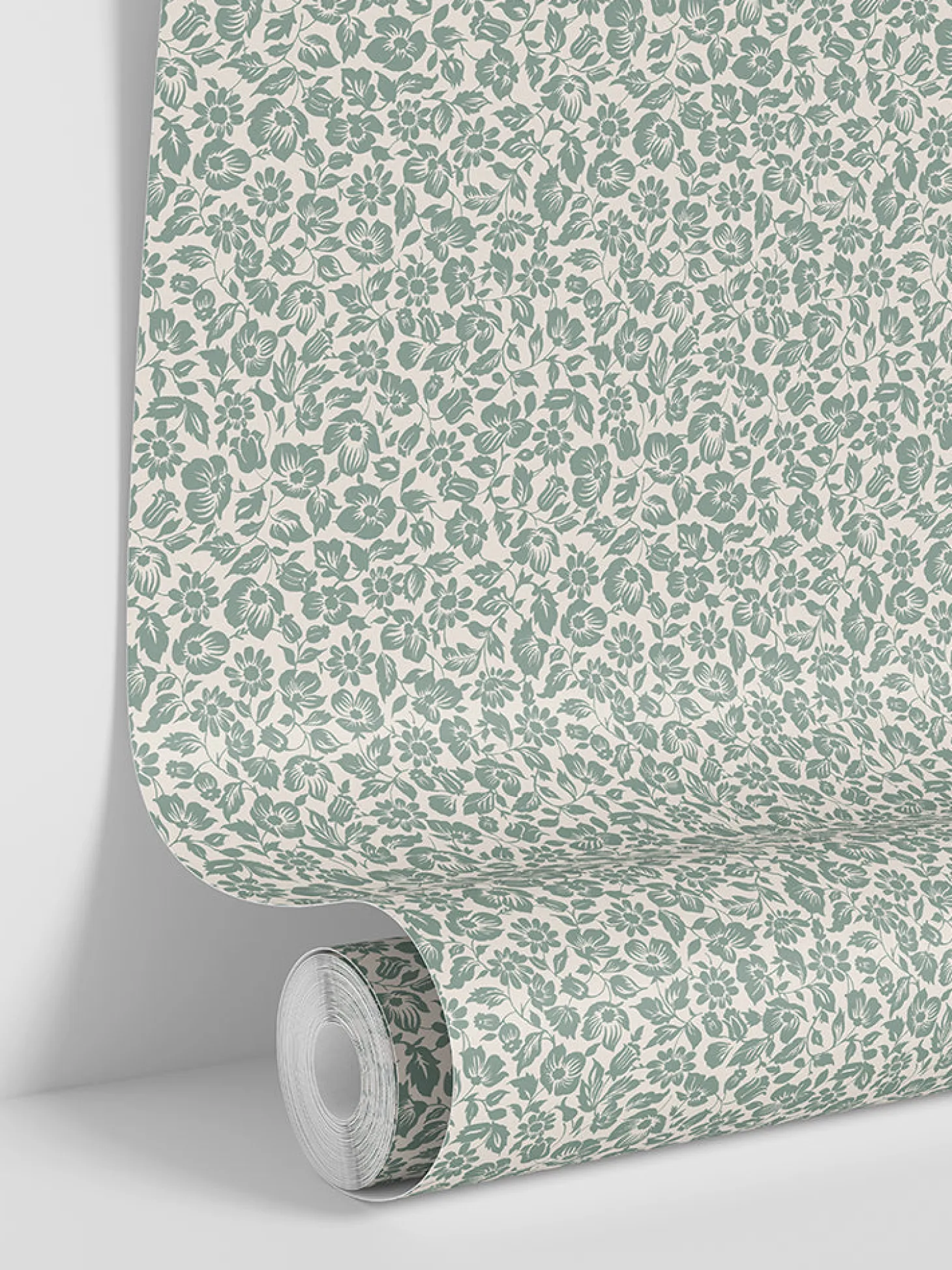 Laurel Green Meadow Floral Wallpaper