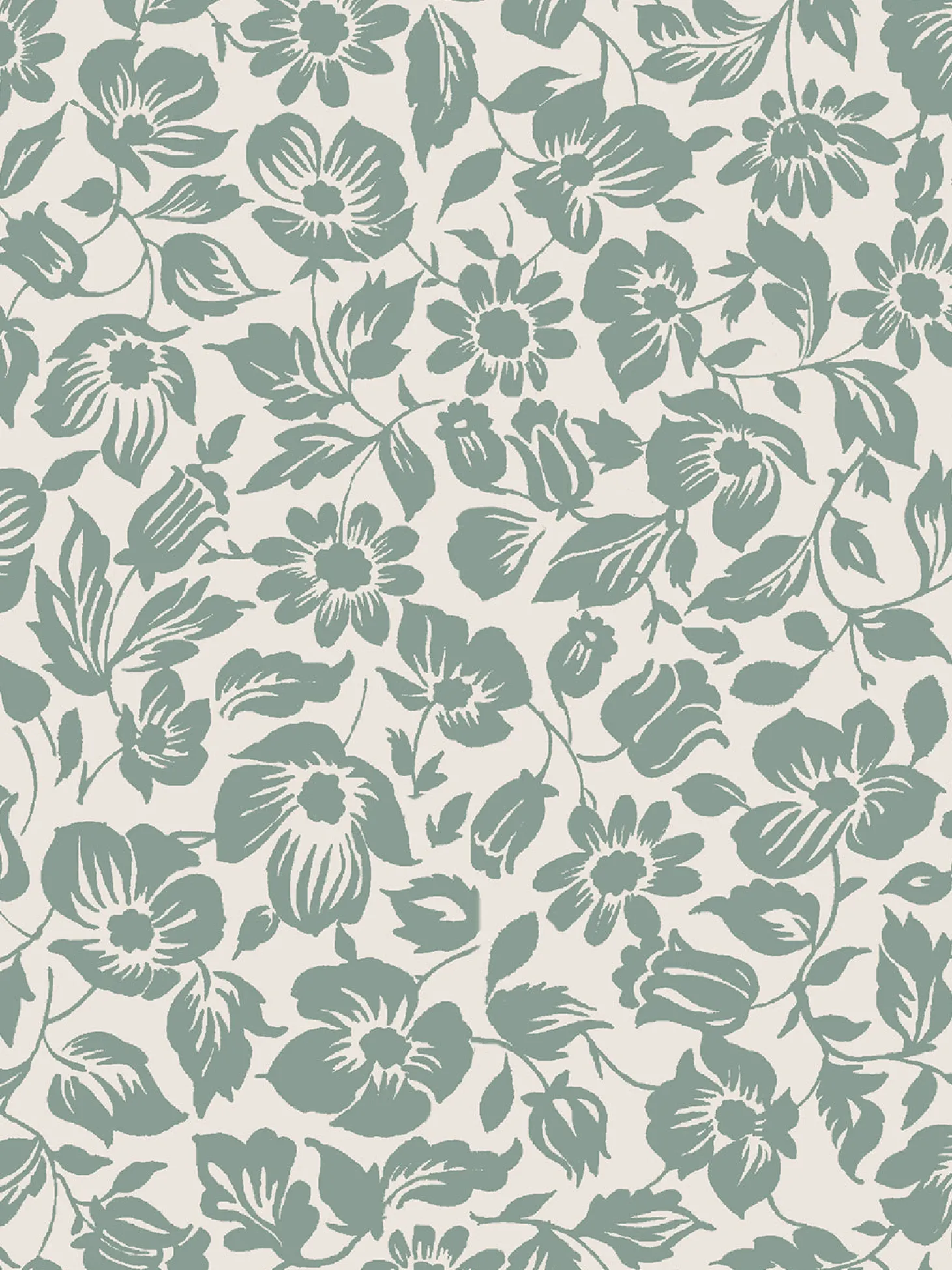 Laurel Green Meadow Floral Wallpaper