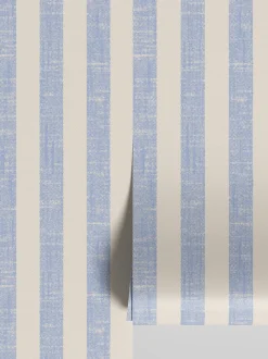 Meadow Blue Pembroke Stripe Wallpaper
