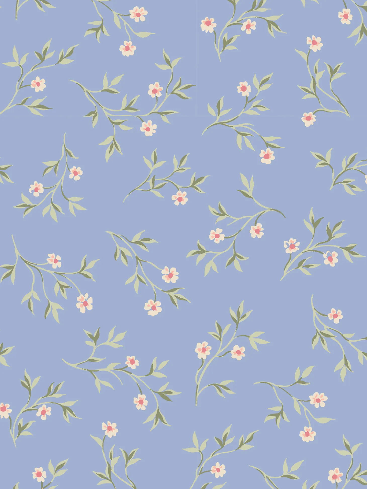 Meadow Blue Spring Sprig Wallpaper