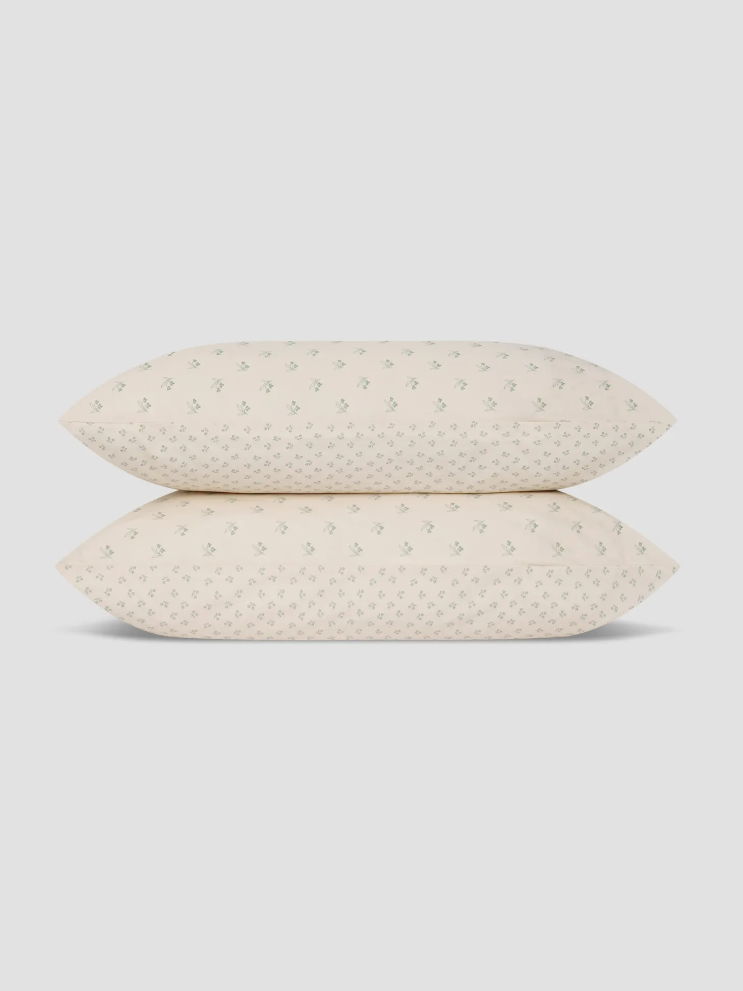 Mellow Green Martha Floral Cotton Pillowcases (Pair)