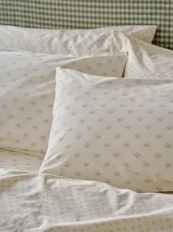 Mellow Green Martha Floral Cotton Pillowcases (Pair)
