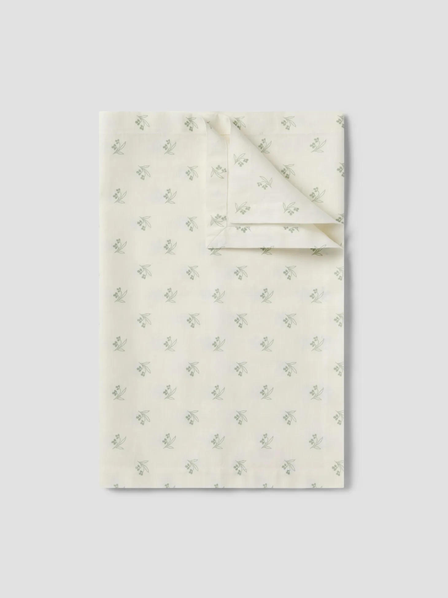 Mellow Green Martha Floral Linen Blend Table Runner
