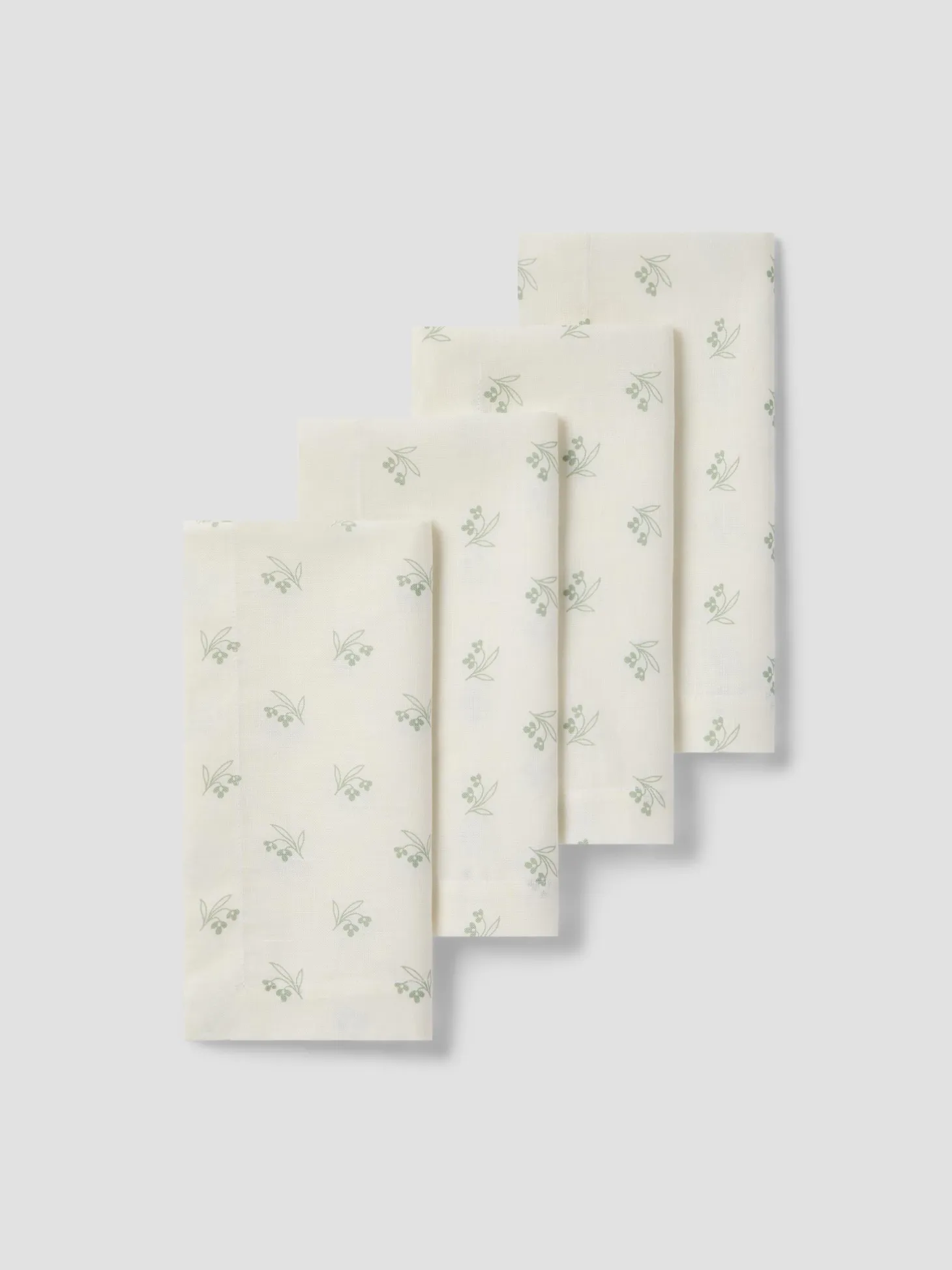 Mellow Green Martha Floral Linen Blend Napkins Set of 4