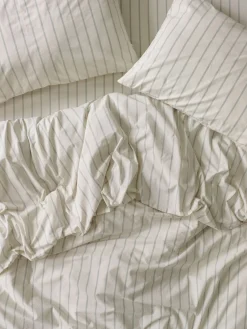 Mellow Green Slumber Stripe Cotton Duvet Cover