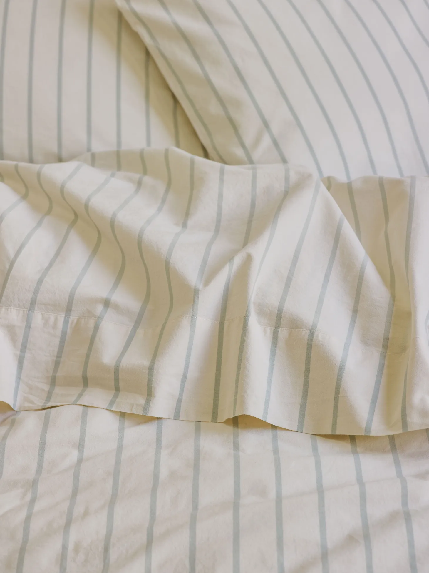 Mellow Green Slumber Stripe Cotton Flat Sheet
