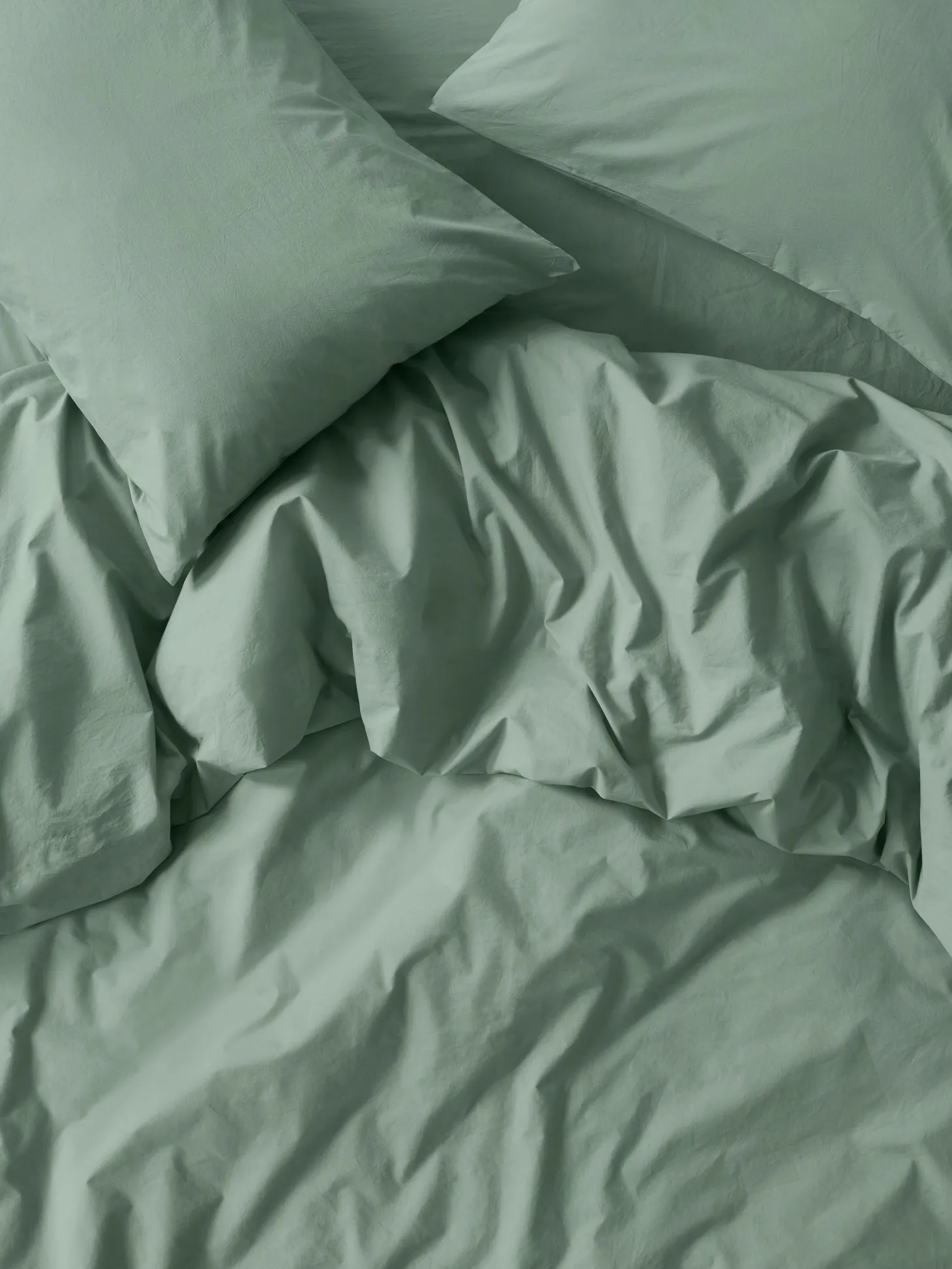 Mellow Green Washed Cotton Percale Duvet Cover
