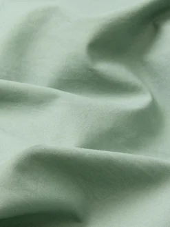 Mellow Green Washed Cotton Percale Fitted Sheet