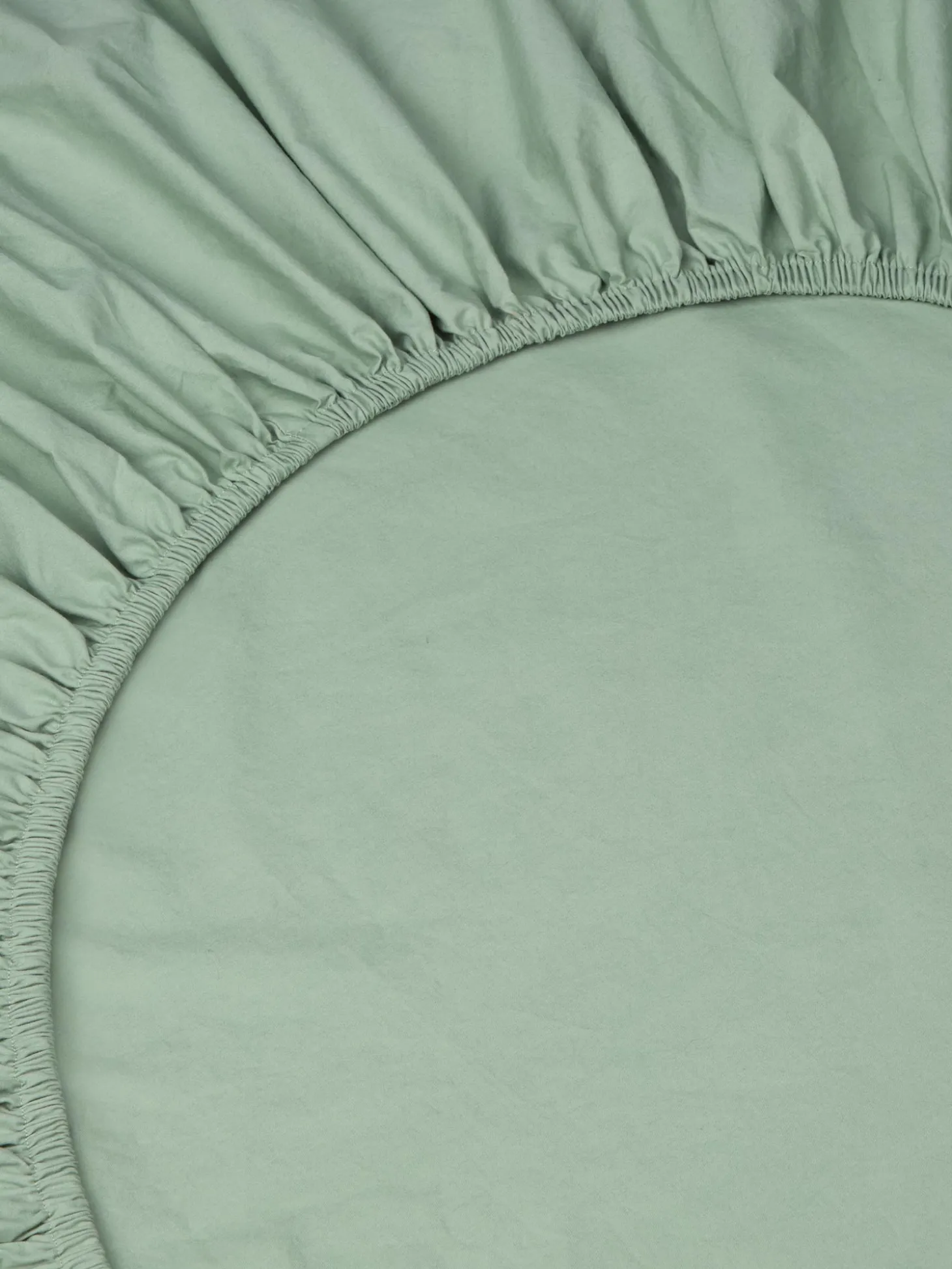 Mellow Green Washed Cotton Percale Fitted Sheet
