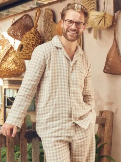 Men's Mushroom Gingham Pajama Shirt
