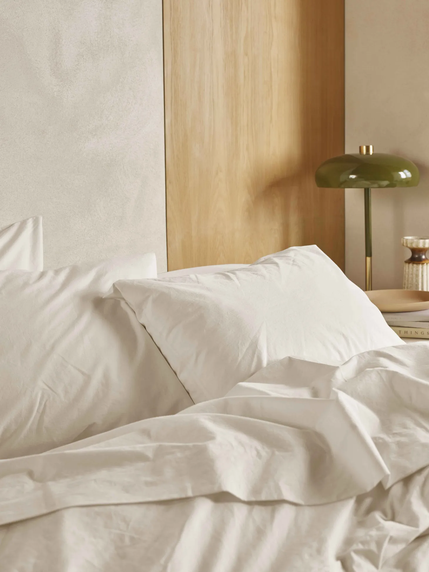 Mindful Cream Washed Cotton Percale Pillowcases (Pair)