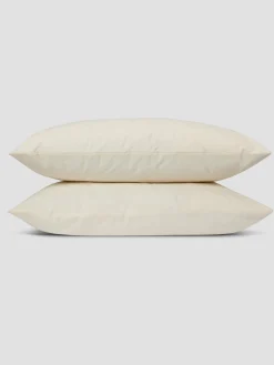 Mindful Cream Washed Cotton Percale Pillowcases (Pair)