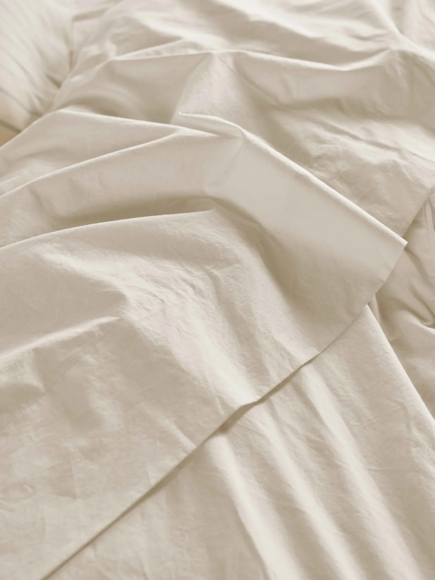Mindful Cream Washed Cotton Percale Flat Sheet